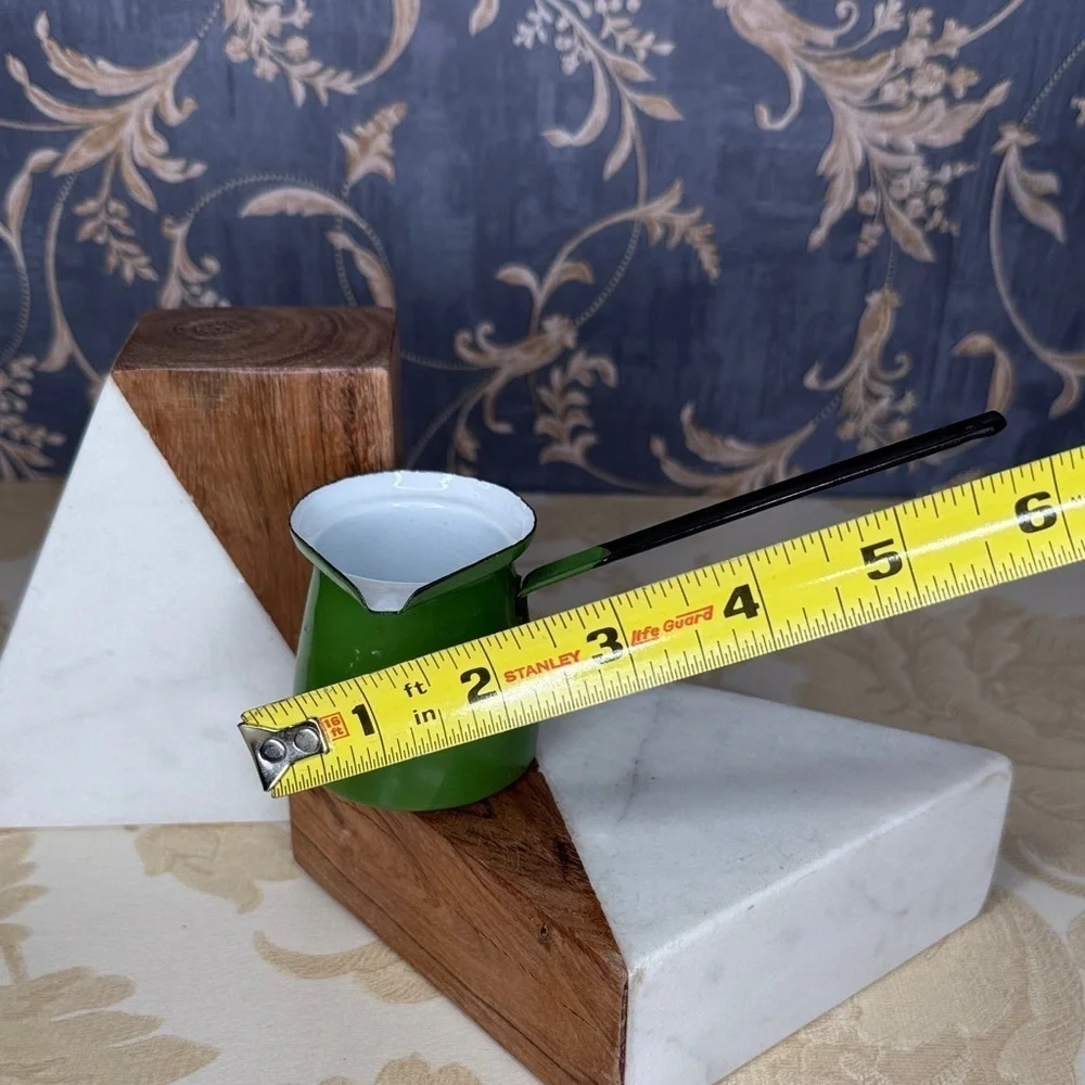 Vintage Estate Small Green Enamel Butter Warmer Ladle Dipper
